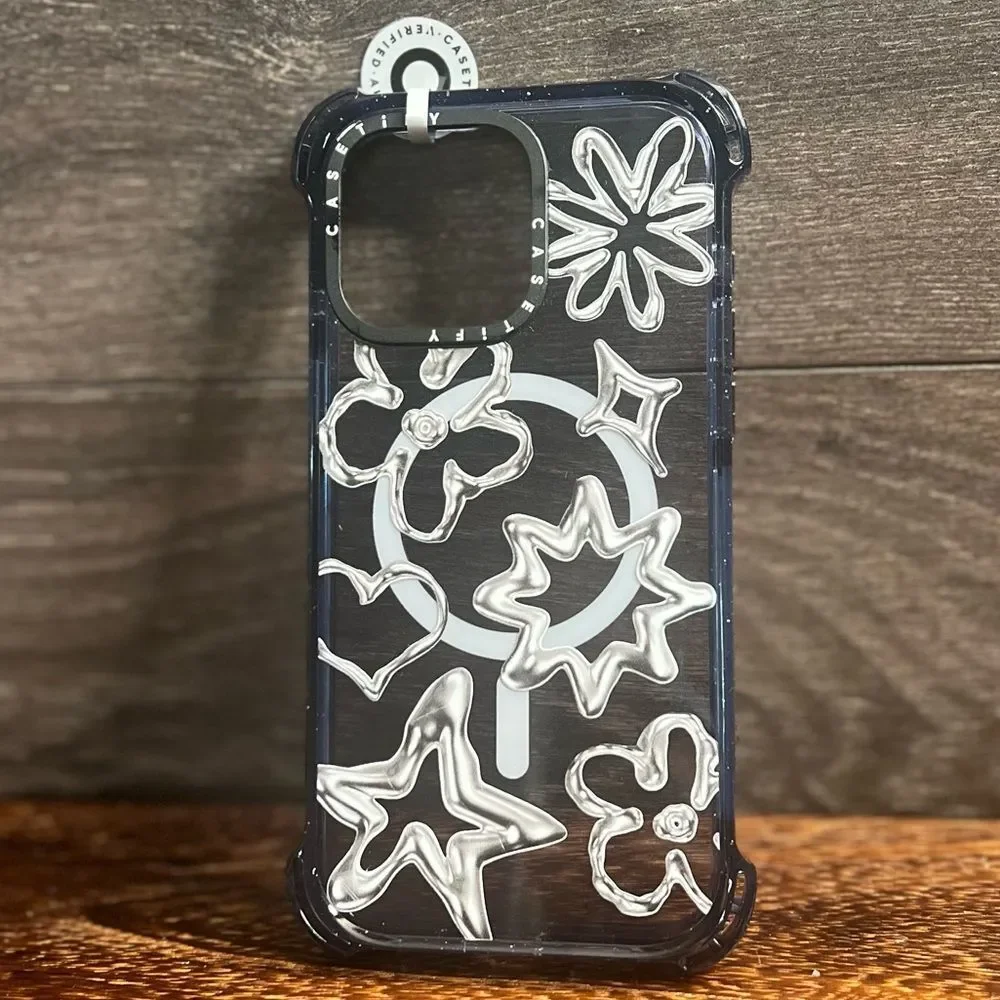 CASETiFY Chrome Doodles Impact Case MagSafe Clear iPhone 15 Pro Max NWT